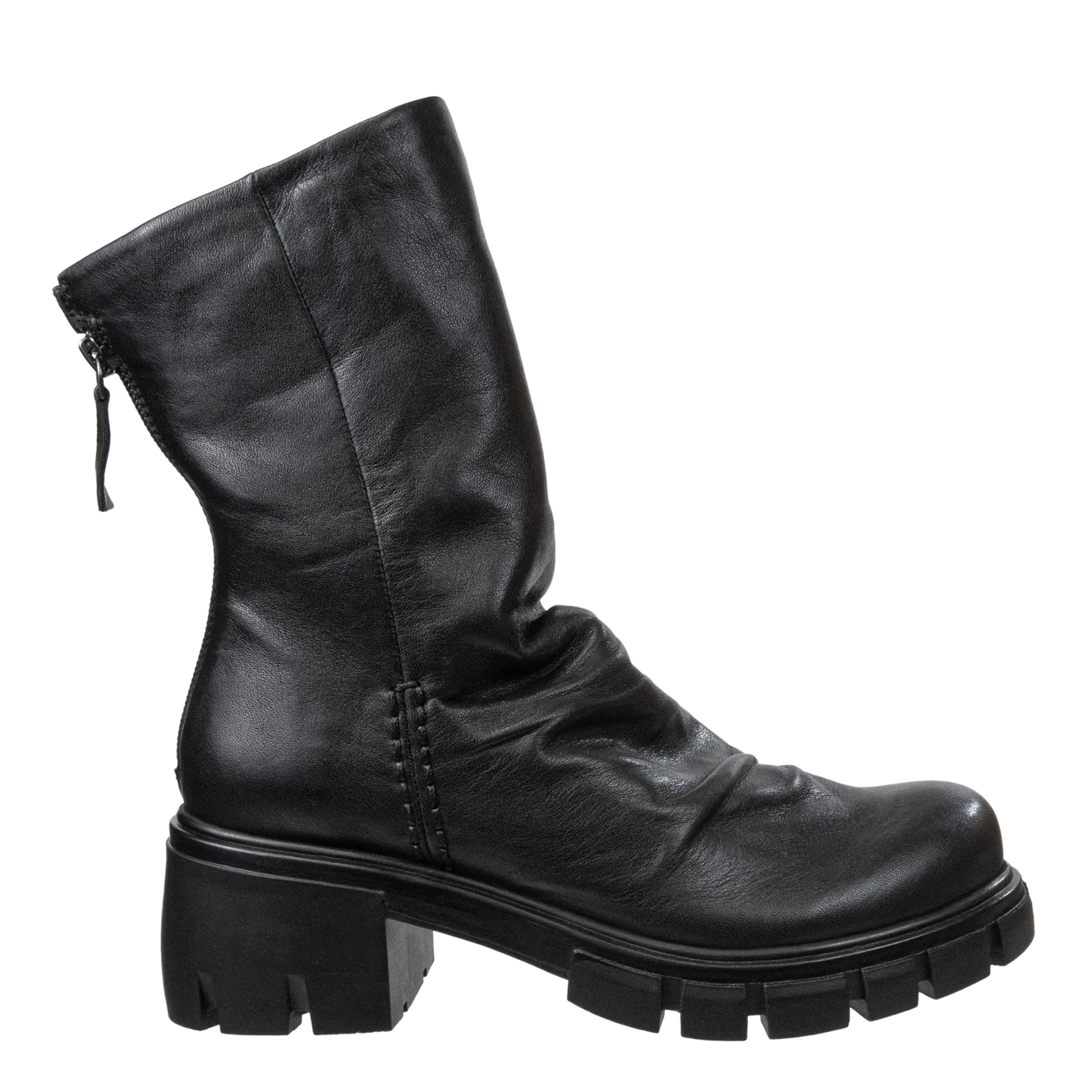 PROTOCOL in BLACK Heeled Mid Shaft Boots