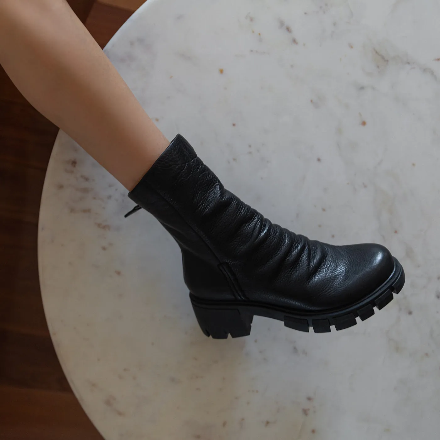 PROTOCOL in BLACK Heeled Mid Shaft Boots