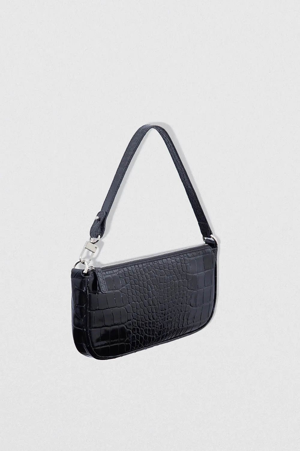 Rachel Black Croco Embossed Leather