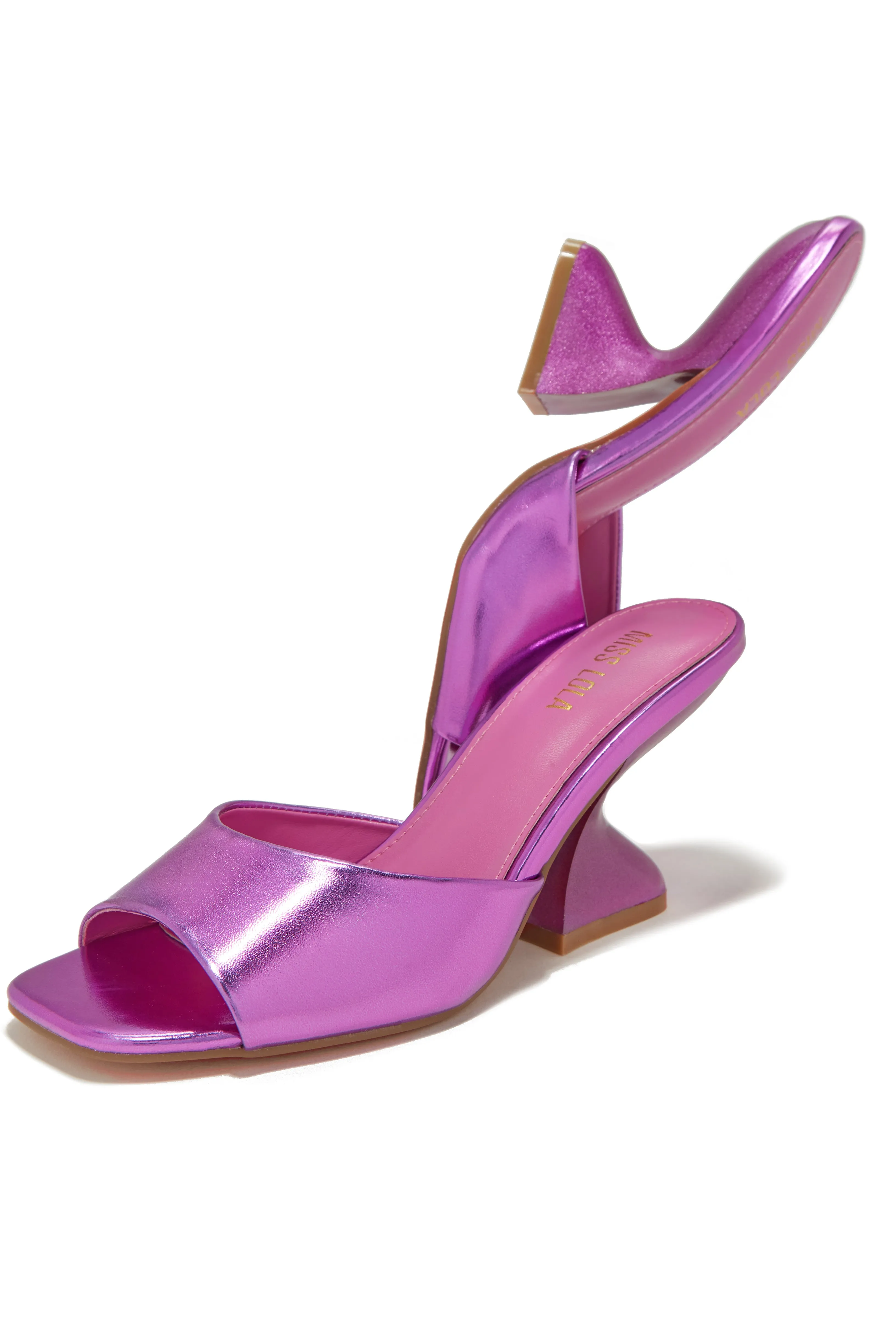 Racquel Mid Heel Mules - Metallic Pink