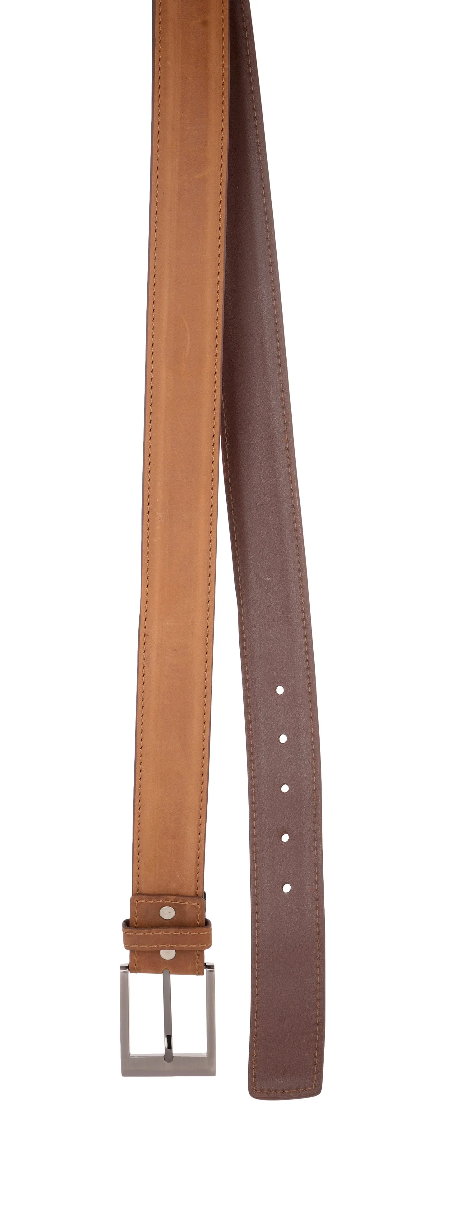 RL Tan Oilpullup Stitched And Ribbed Belt