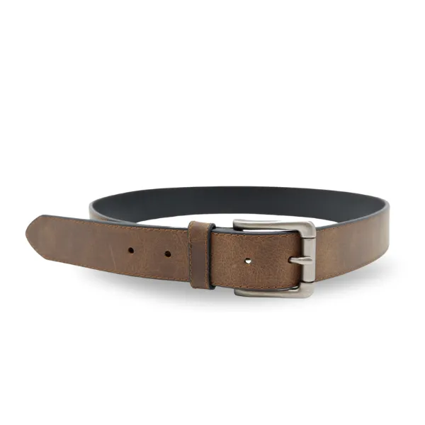 ROMIT - Men's Brown Genuine Leather Belt with Gunmetal Buckle