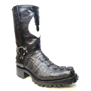 Safari Harness Black Hornback Crocodile Biker Boots