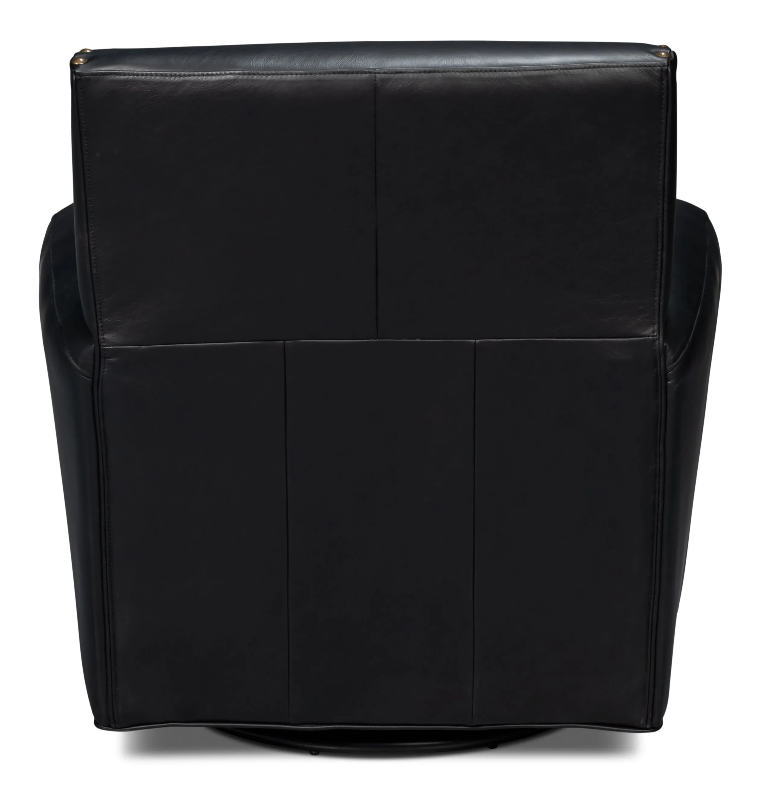 Sarreid - Taft Leather Swivel Chair  Onyx Black - Black - Traditional