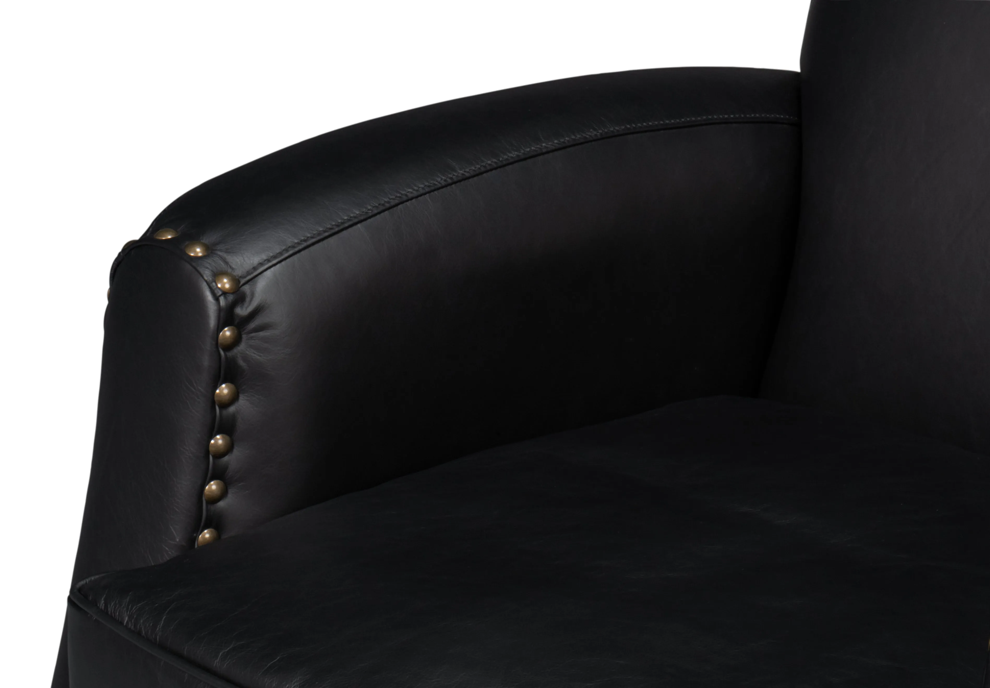 Sarreid - Taft Leather Swivel Chair  Onyx Black - Black - Traditional