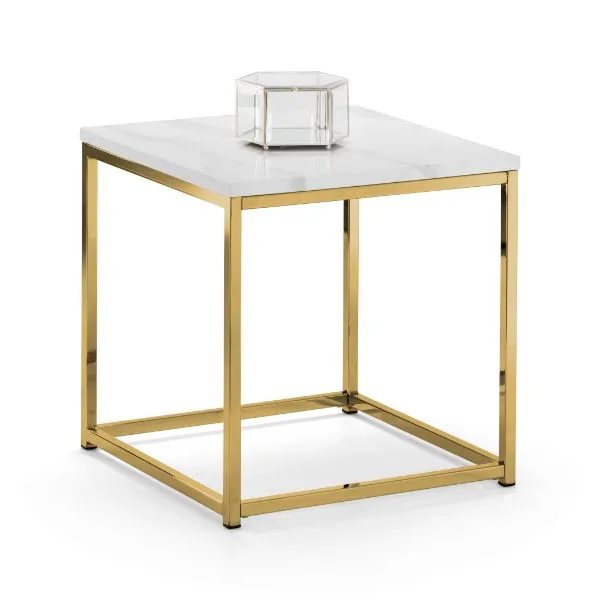 Scala Lamp Table White Marble & Gold