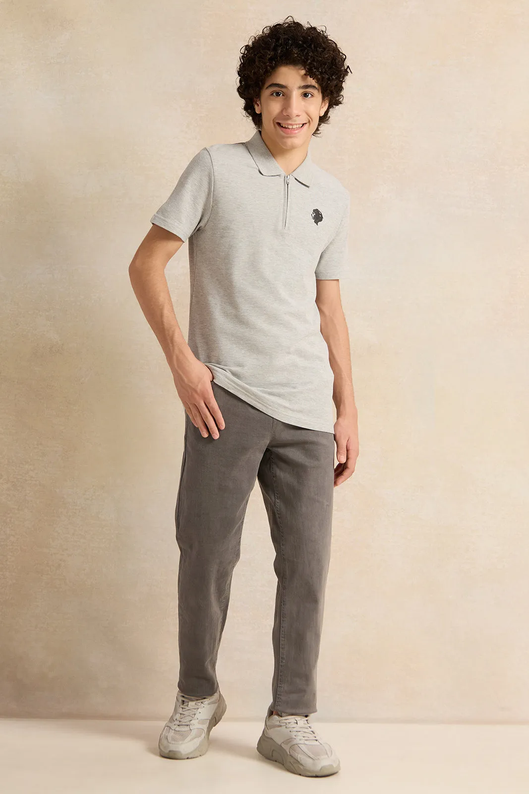 Senior Boys Grey Pull On Jogger Jeans