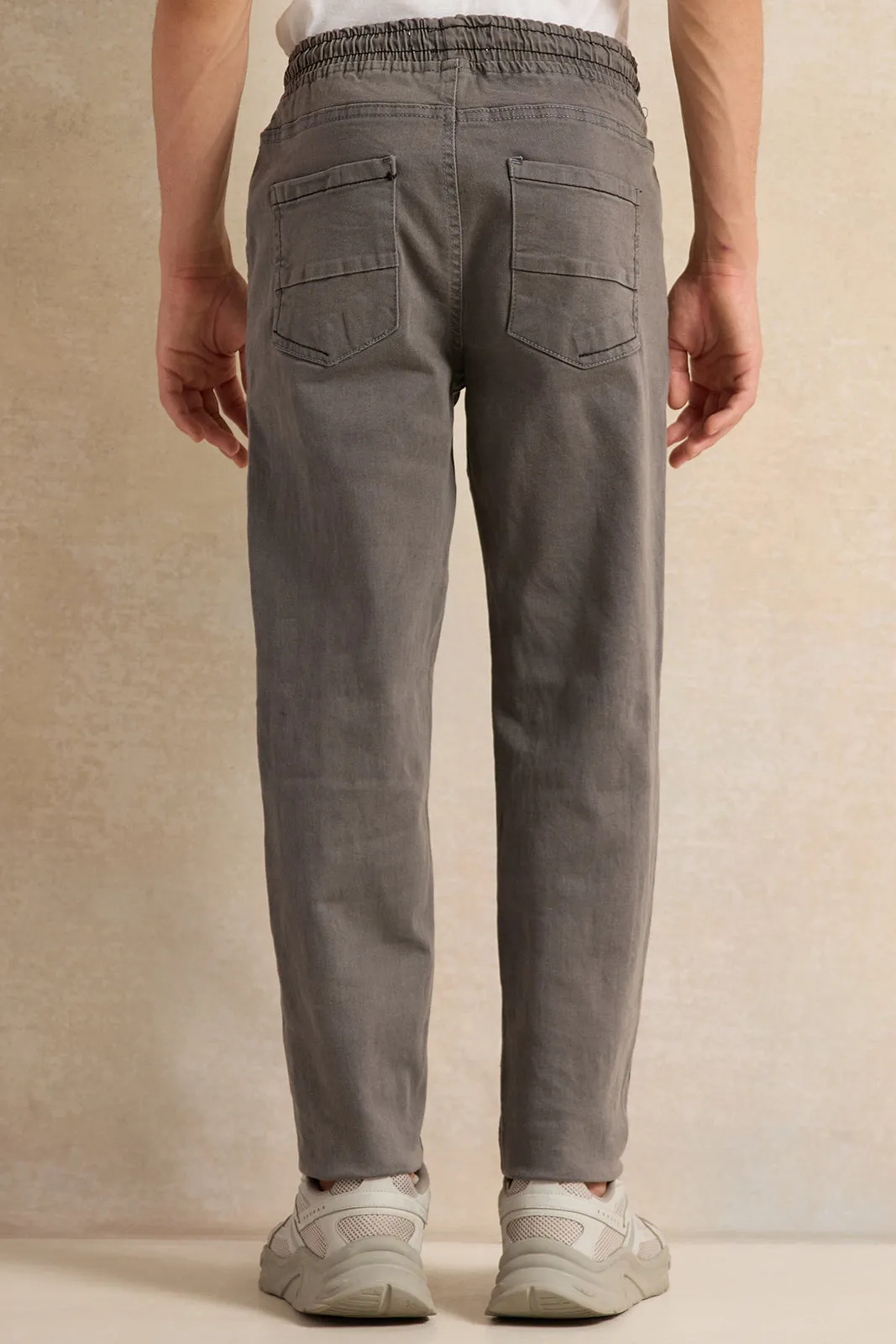 Senior Boys Grey Pull On Jogger Jeans