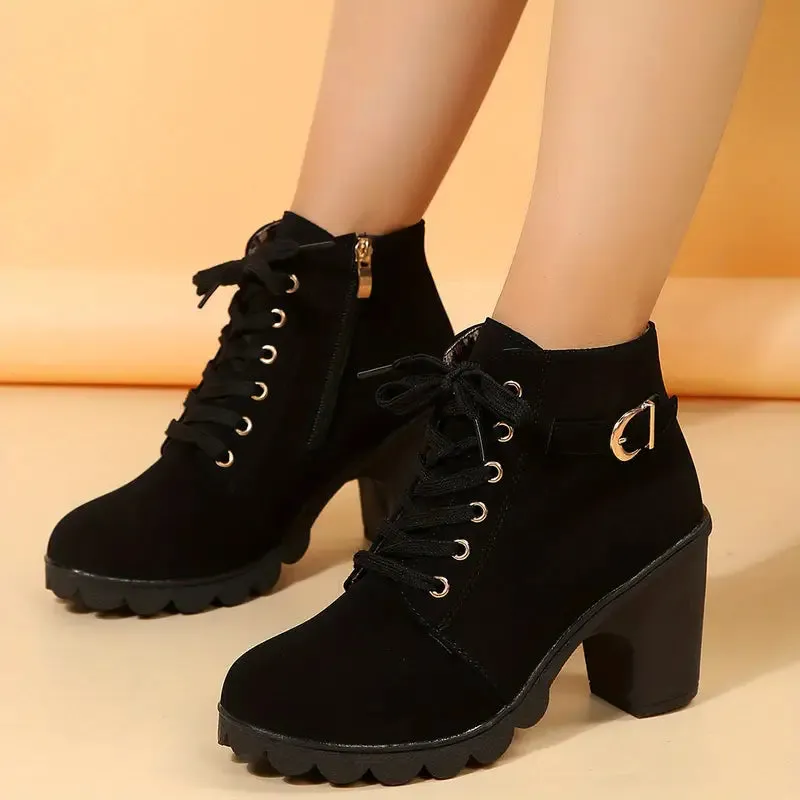 SH116 - High heel thick casual women's boots