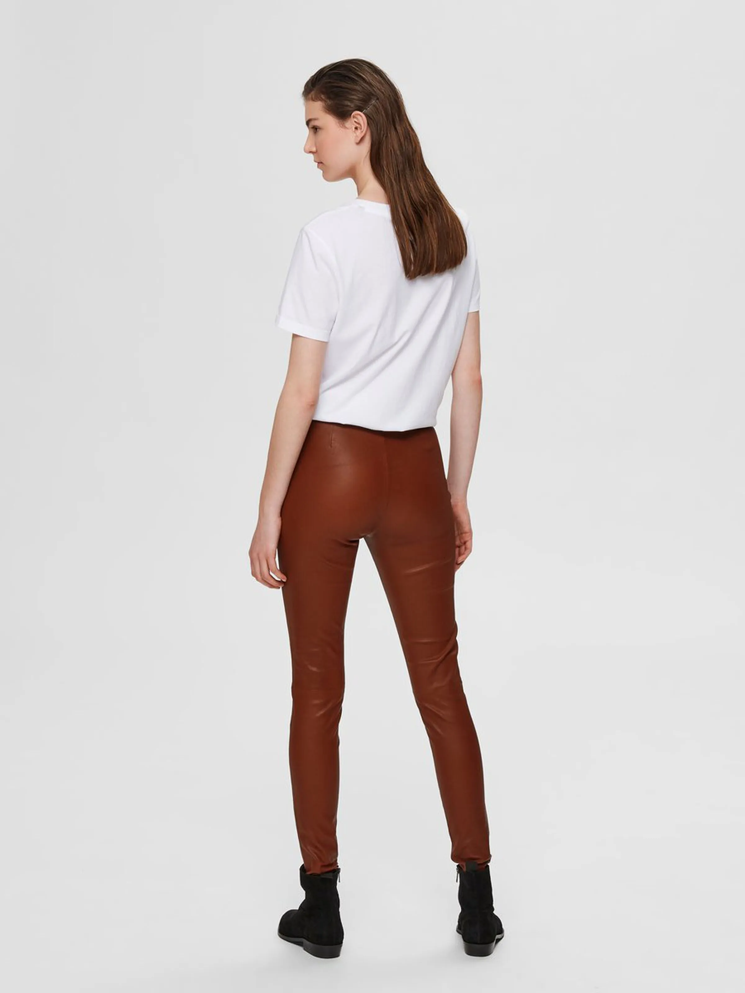 SLFSYLVIA MW STRETCH LEATHER LEGGING | CHERRY MAHOGANY