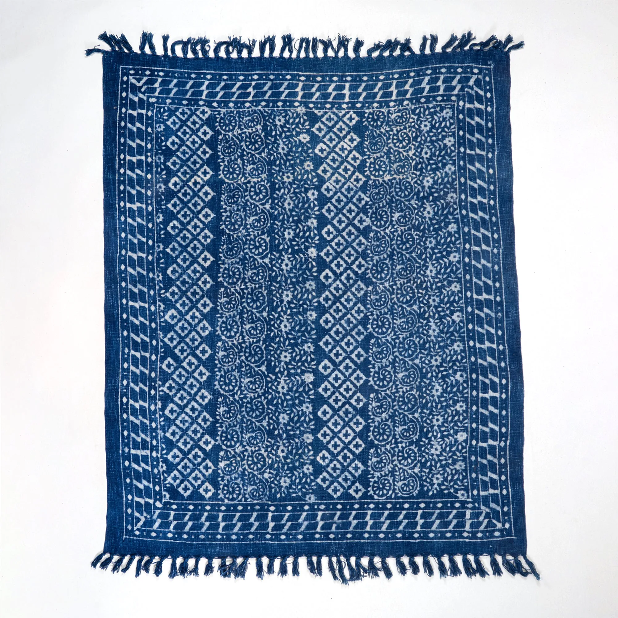 Soft Premium Blue Block Printed Throw Blanket For Decor