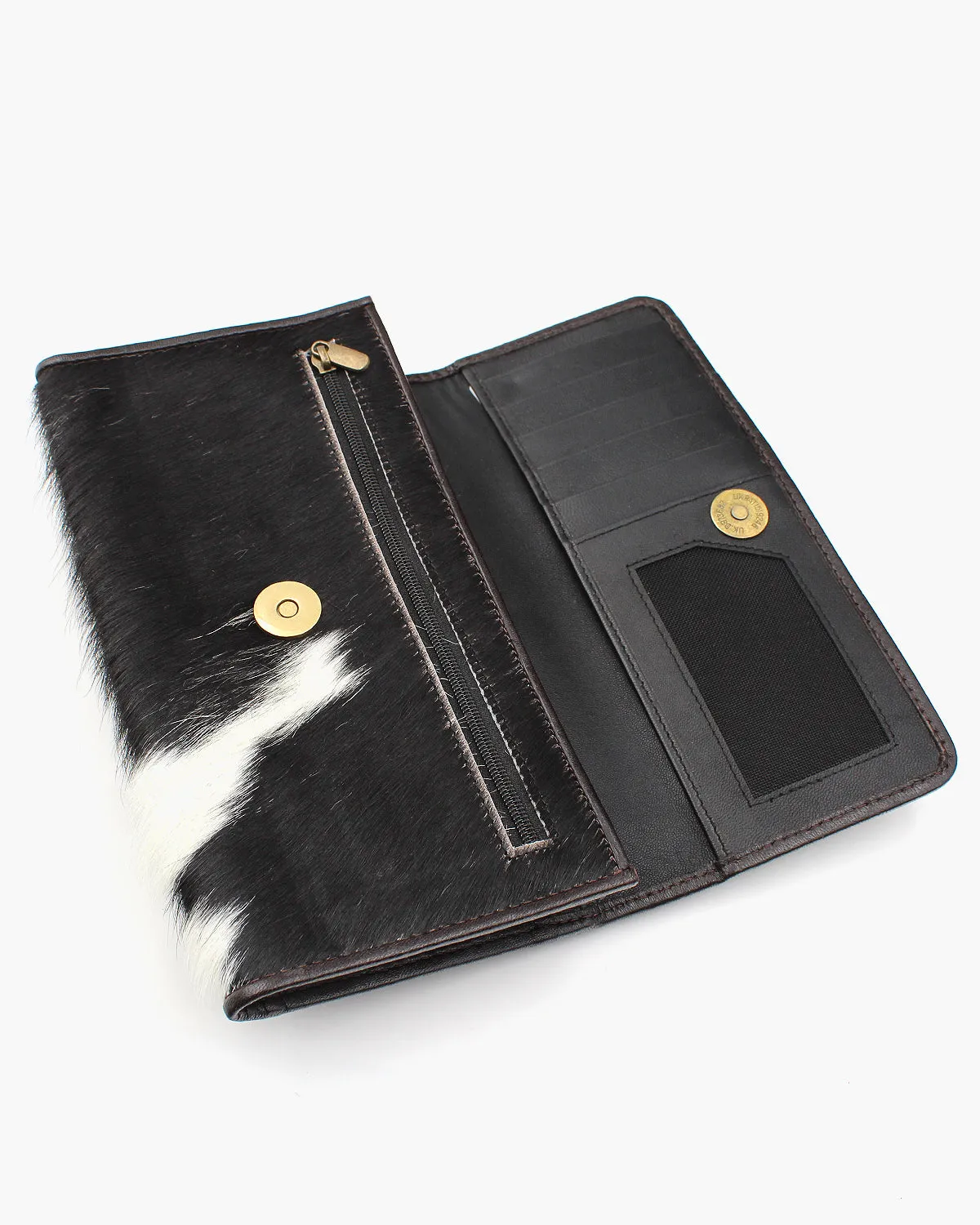 Stamped Leather Wallet with Cow Hide Flap