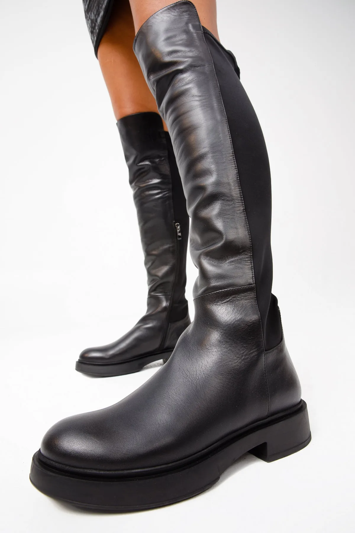 The Harmony Belle Black Leather Knee High Women Boot