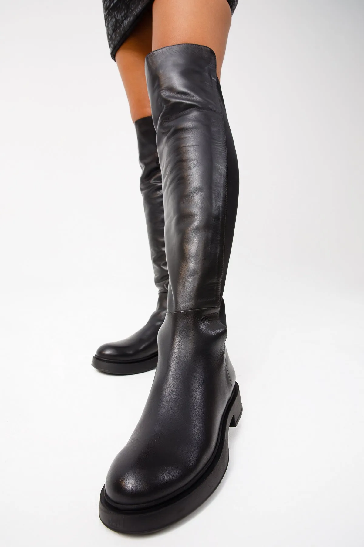 The Harmony Belle Black Leather Knee High Women Boot