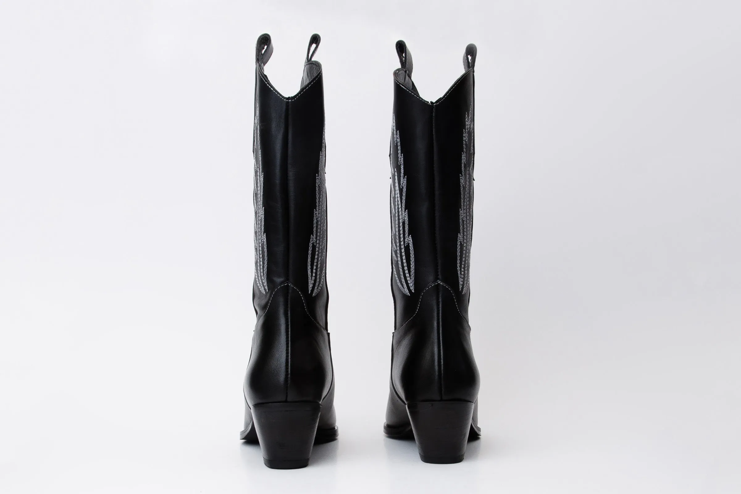 The Togg Black Leather Cowboy Women Boot