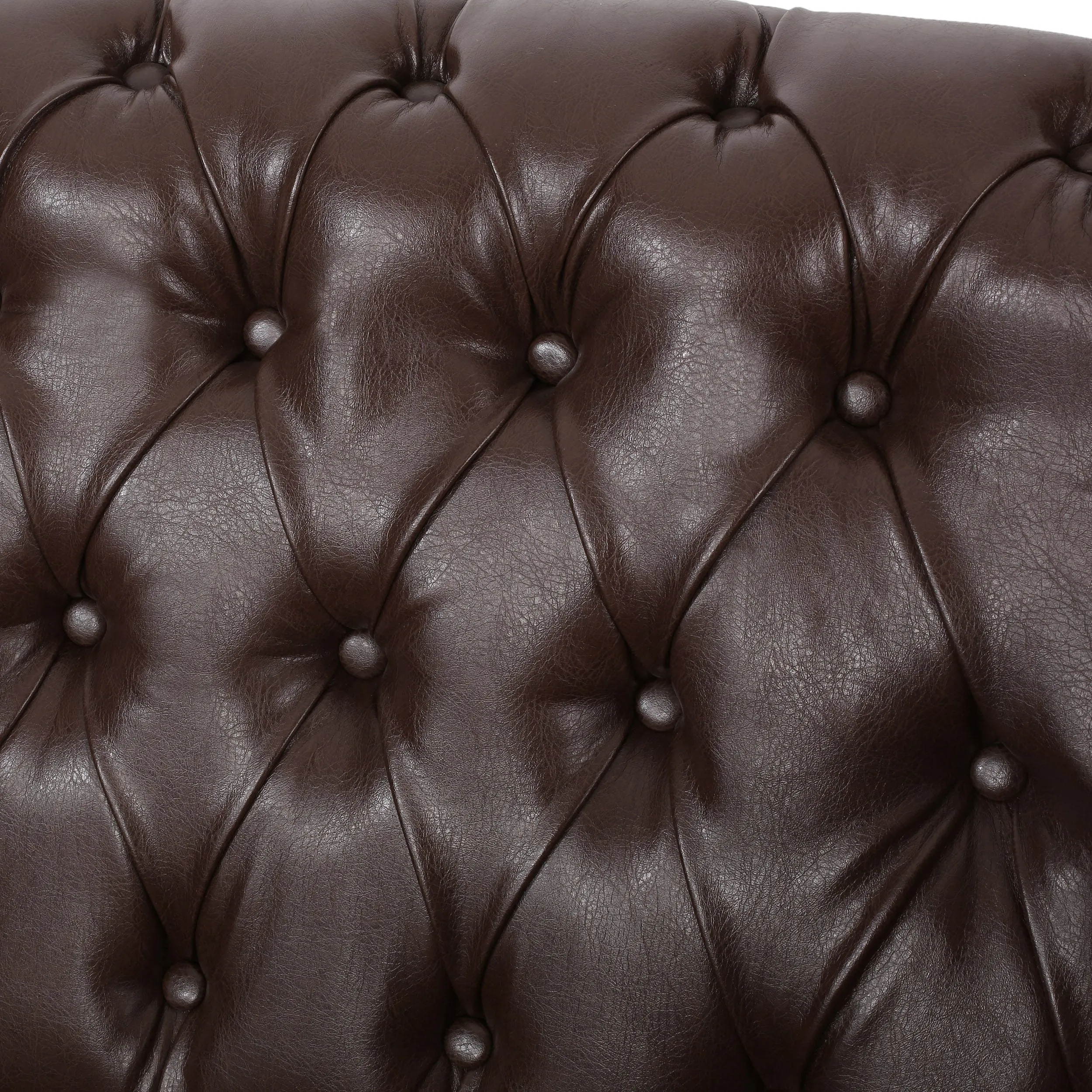 Trask Contemporary Leather Tufted Loveseat with Nailhead Trim