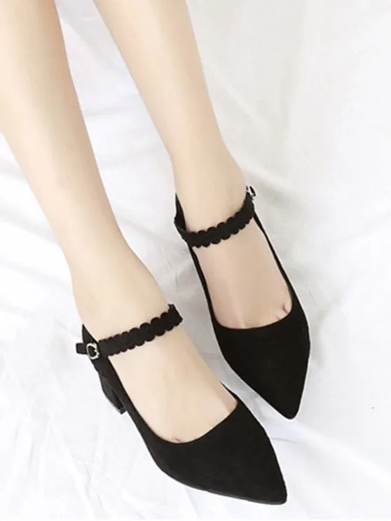 Trendy Ankle Wrap Block Heel Pumps