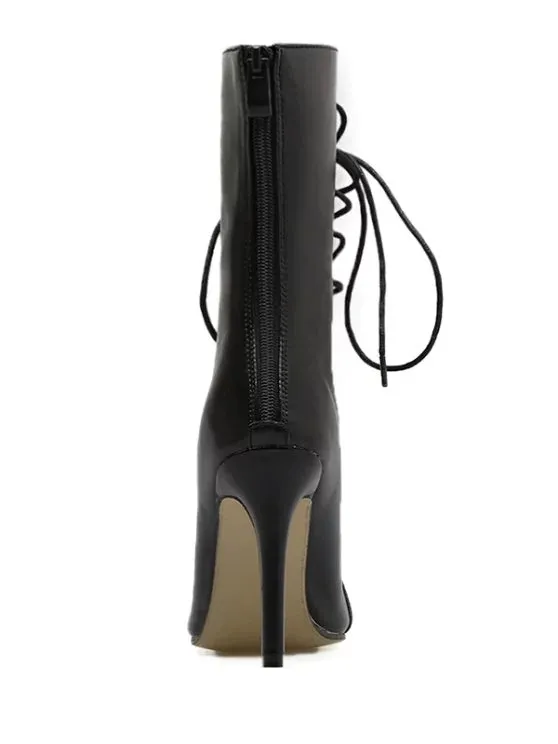 Trendy Pointed Toe Stiletto Criss Cross Boots