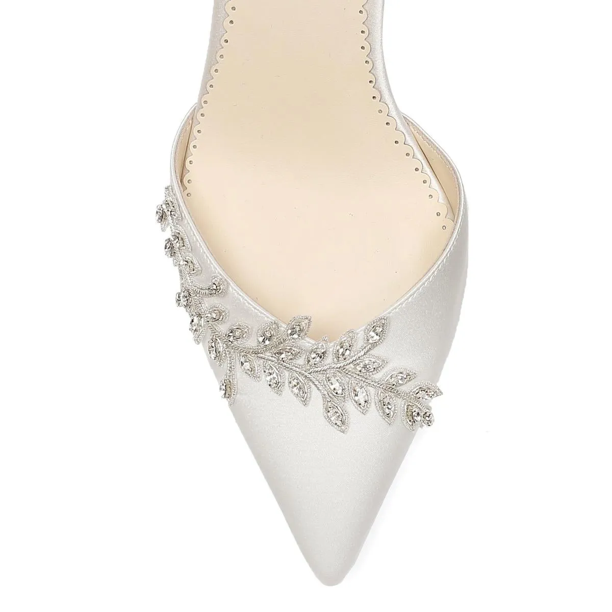 Valerie - Ivory Crystal Pointed Bridal Block Heel