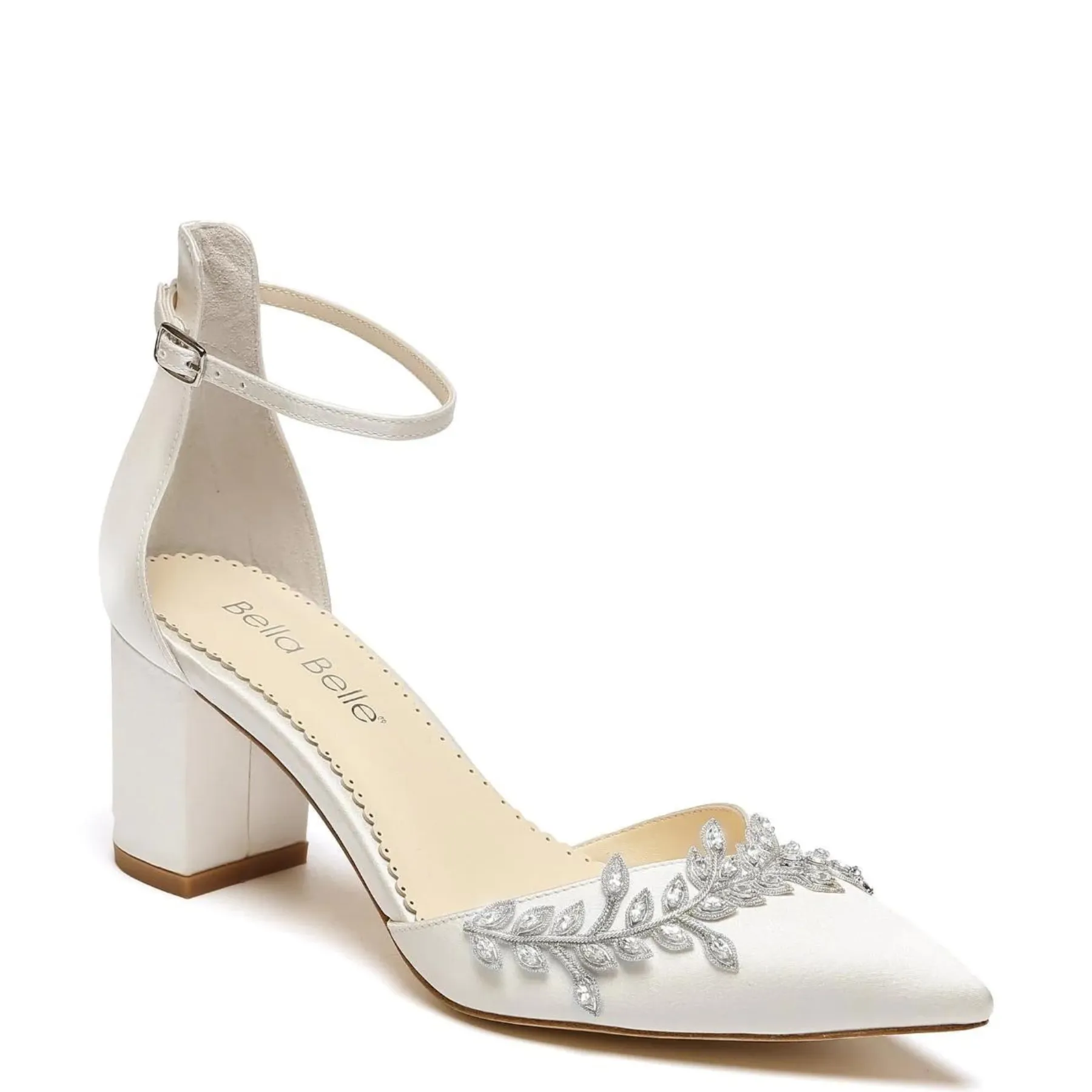 Valerie - Ivory Crystal Pointed Bridal Block Heel