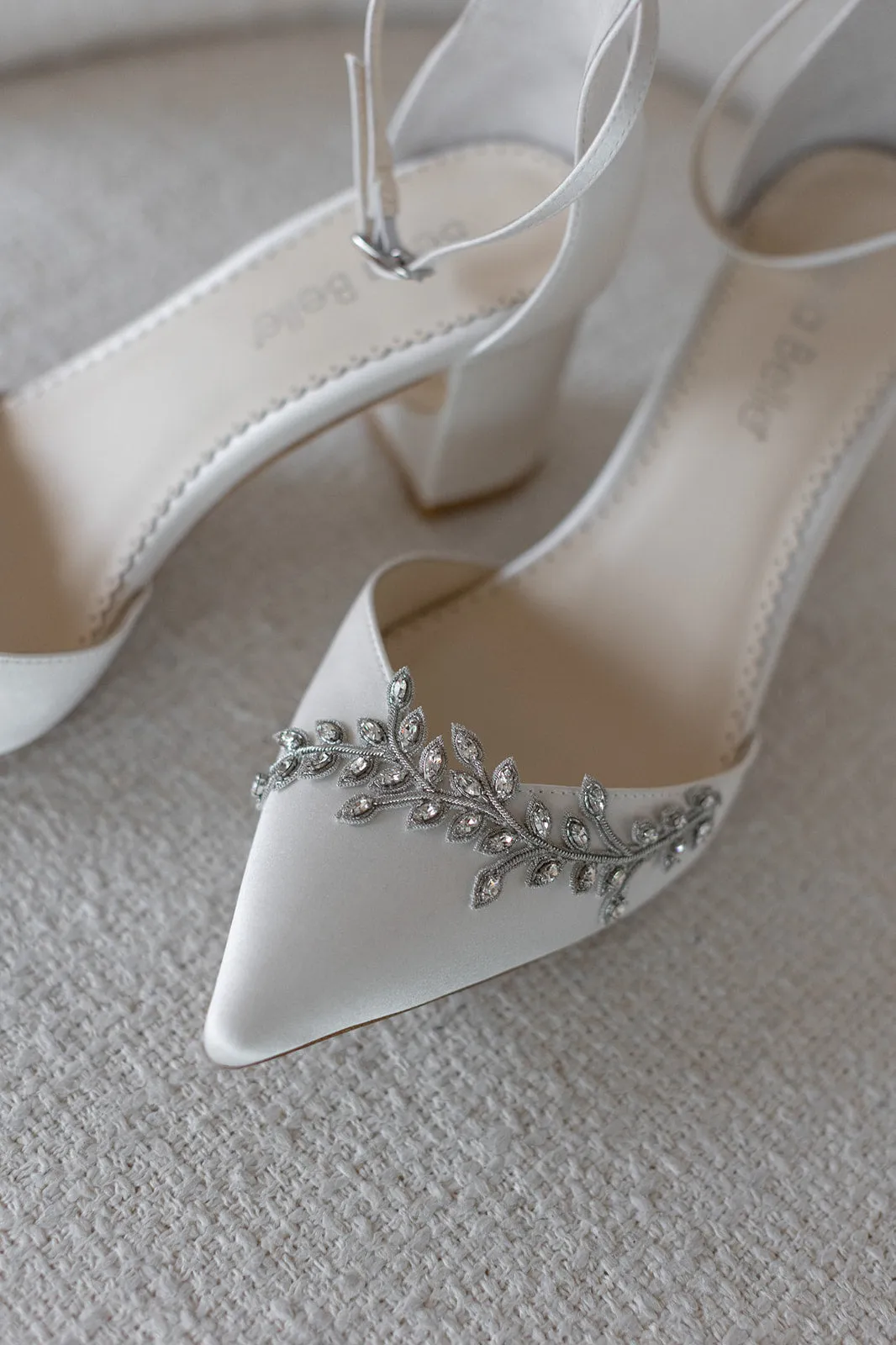 Valerie - Ivory Crystal Pointed Bridal Block Heel