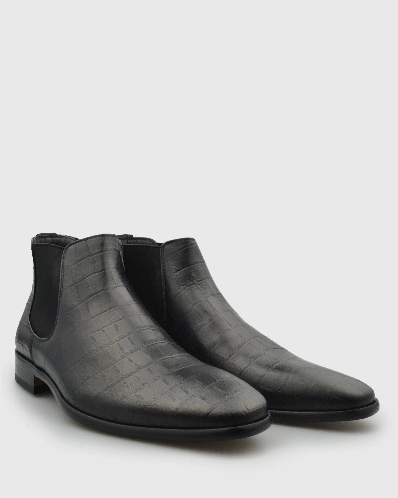 VINCENT & FRANKS W24CROC BLACK CROCODILE CHELSEA BOOT