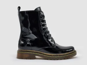 Women's Premium Mid Patent Leather Boots - Black