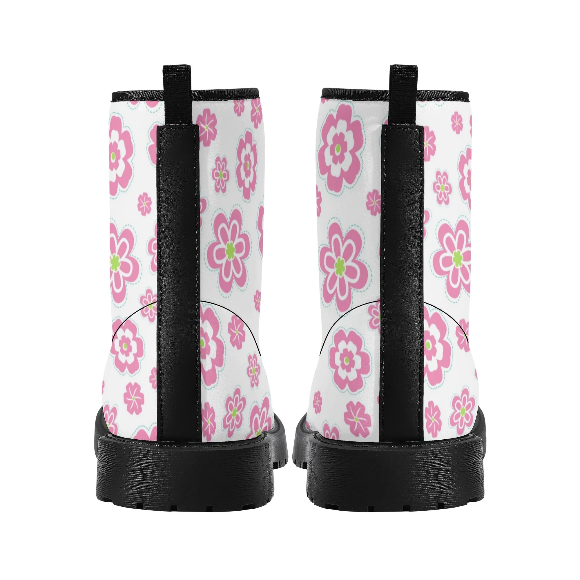 Womens Retro Pink Flowers Boots