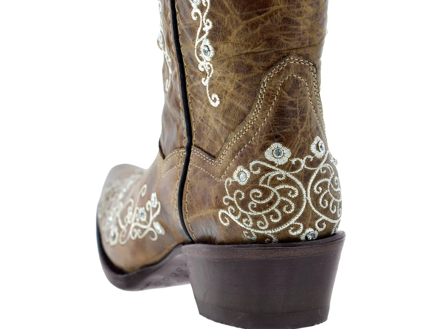 Womens Stella Honey Brown Leather Cowboy Boots - Snip Toe