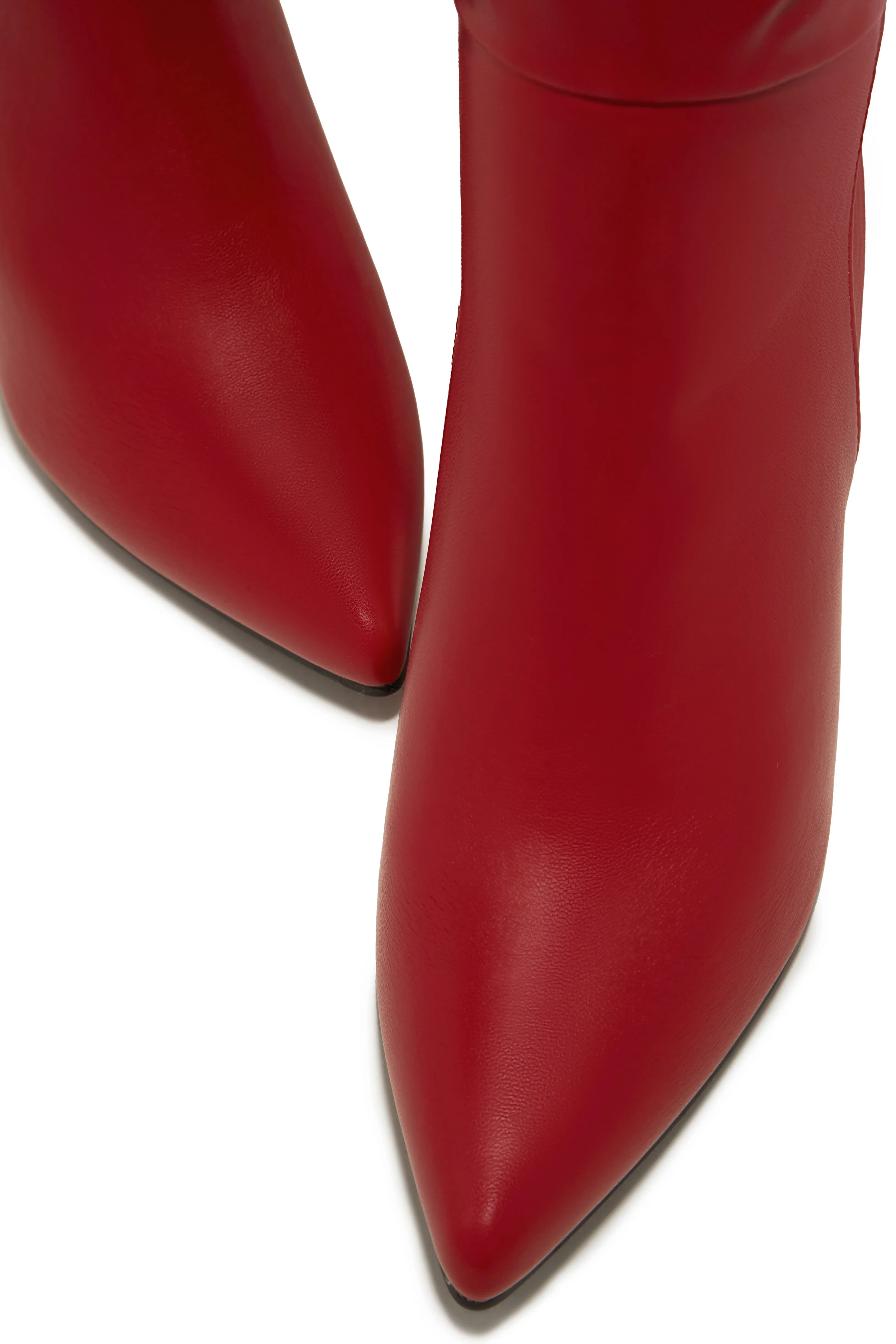 Zama Knee High Heel Boots - Red